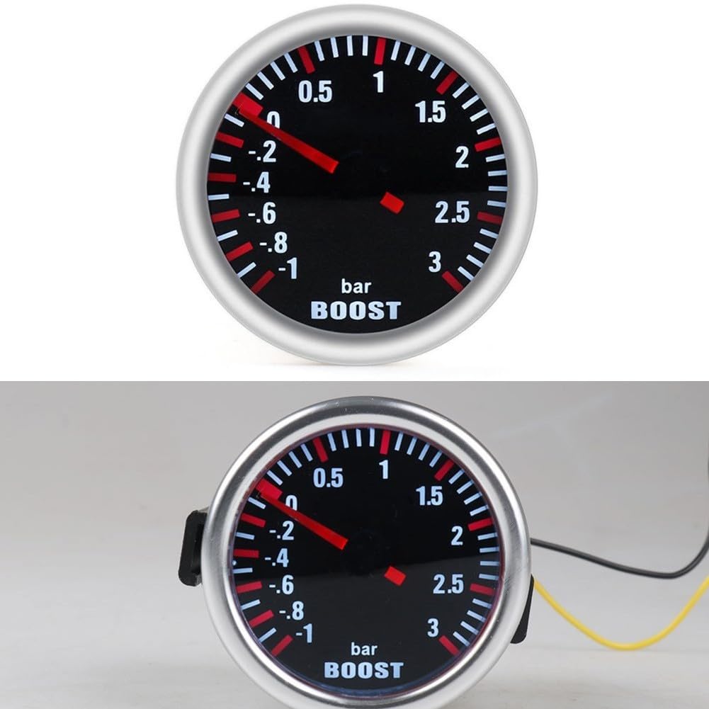 Jauge de turbocompresseur 12 V 52 mm mécanique Turbo Boost Gauge 3 bars avec rétroéclairage blanc pour voiture Modification et surveillance de la pression de suralimentation