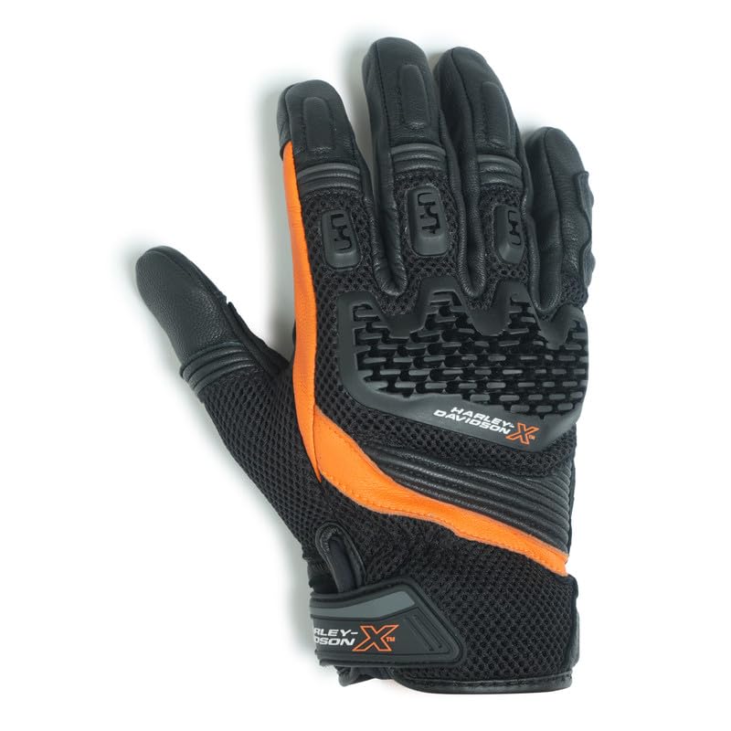 Image of HARLEY-DAVIDSON X Grip Edge Gloves | Padded Palm | Enhanced Control | Full Finger Coverage | Biker Streetwear Design | Color - Black | Size - XL
