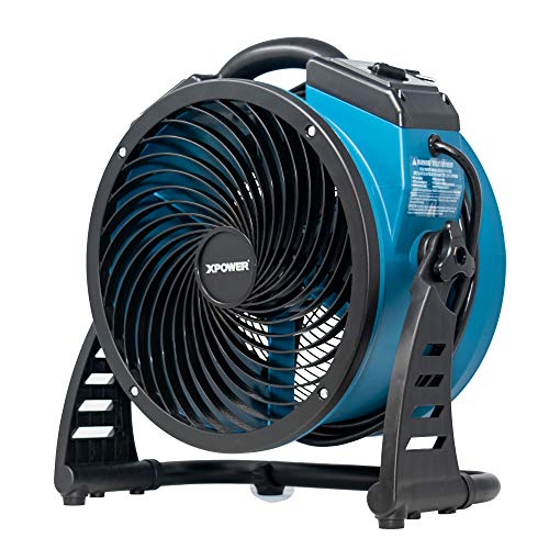 XPOWER FC-250AD Heavy Duty Whole Room Air Circulator Blower Fan with Built-in Power Outlets - Blue
