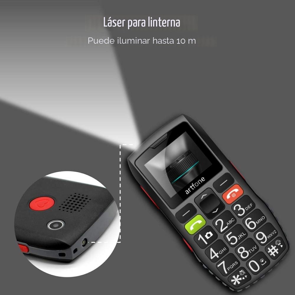 artfone C1 - Teléfono móvil para Personas Mayores, Botones Grandes, Volumen Alto, botón SOS, Negro