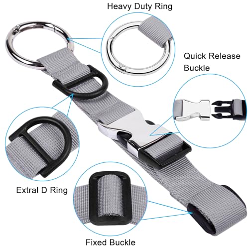Image of Wisdompro Jacket Gripper Strap, Add a Bag Luggage Straps Baggage Suitcase Belts Travel Accessories with Hook and D-Ring - Make Your Hands Free, Easy to Carry Your Extra Bags - Gray