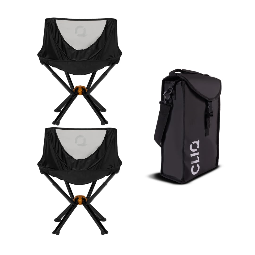 CLIQ ClassiQ 2.0 Camping Chair – Compact & Portable Folding Chair for Outdoors – Reinforced 400 lb Capacity – Quick-Setup Travel Chair for Camping, Beach, Tailgating & Hiking - Black