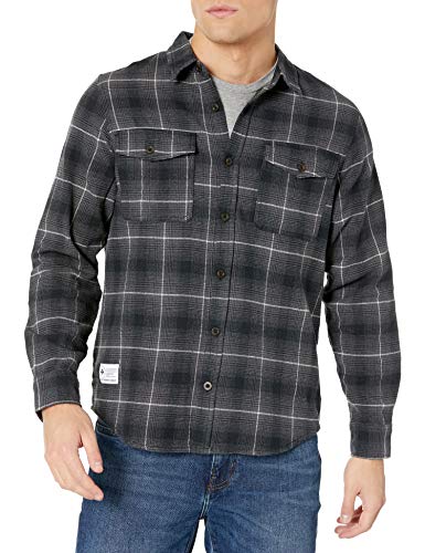 LRG Men's Lifted Research Group Flannel Shirt, M Black