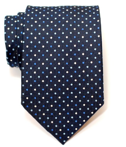 Retreez Corbata de microfibra con lunares de época tricolor para hombres Azul marino Cover