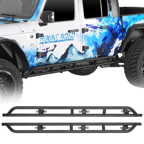 Hooke Road Gladiator Rock Sliders Side Rail Steps Rocker Guards for 2020-2026 Jeep Gladiator JT Heavy Duty Running Board Nerf Bars for Offroad - 2PCS