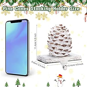 4 Pieces Christmas Pine Cone Stocking Holder Metal Mantel Stocking Hanging Hook Xmas Pine Cone Stocking Holder Fireplace Stocking Hanger for Fireplace Mantel Christmas Decor () 4 Pieces Christmas Pine Cone Stocking Holder Metal Mantel Stocking Hanging Hook Xmas Pine Cone Stocking Holder Fireplace Stocking Hanger for Fireplace Mantel Christmas Decor