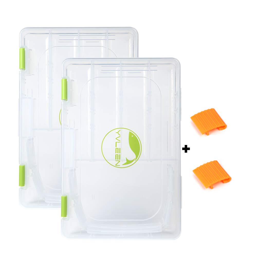 YVLEEN Fishing Tackle Boxes - 3600 3700 Tackle Box Plastic Storage Organizer Box with Removable Dividers - 2packs/4packs Tackle Trays - Included 2pcs of Extra Clip
