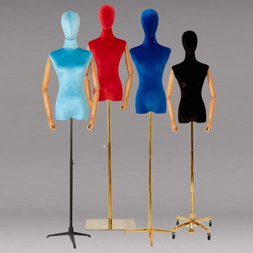 Professional Tailor Dummy Seamstress Mannequin Height-Adjustable Caster Clothing Store Shelf Display Stand Model