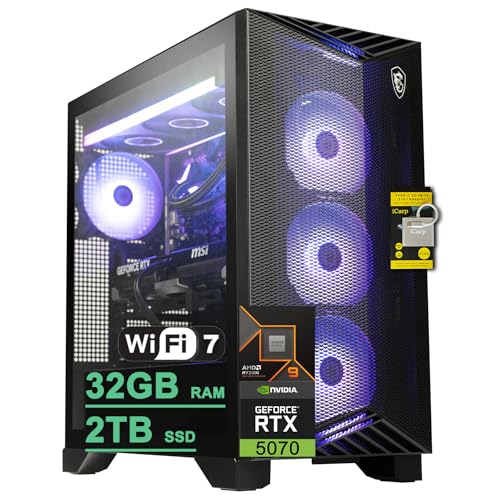 Image of msi Aegis ZS2 Gaming Desktop AMD 12-core Zen 5 Ryzen 9 9900X (>i9-14900HX) 32GB DDR5 2TB SSD GeForce RTX 5070 DLSS 4 360mm Liquid Cooler 750W 80+ Gold PSU Support HDD Win11 w /ICP Hub