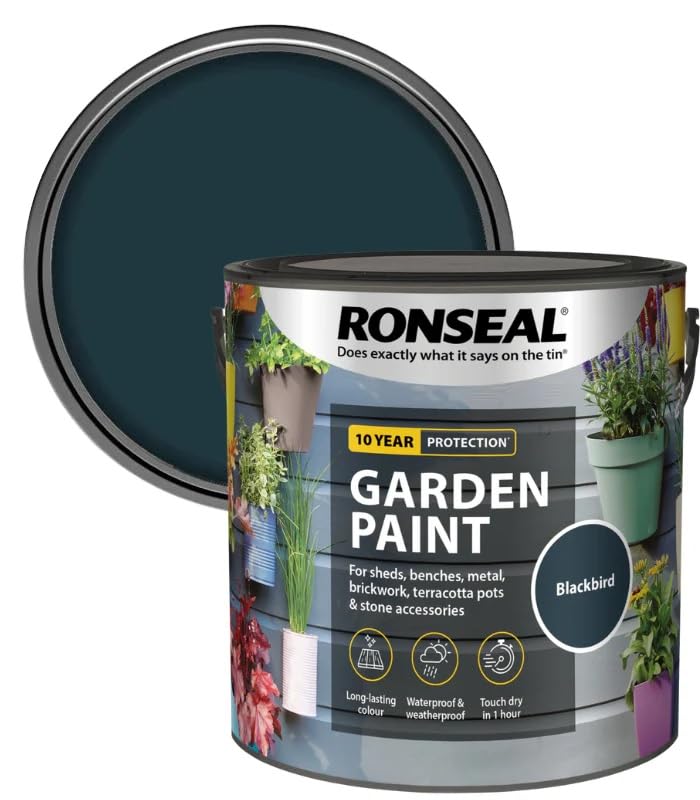 DUAYRA Garden Paint 2.5L | Quick Drying Outdoor Paints | All Purpose Long Lasting | Multicolor Water Based | Water Resistant Weatherproof Matt Finish | For Brickwork, Metal, Wood (Black)