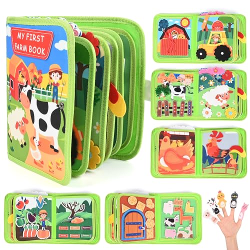 Libro Montessori Interattivo 1 Anno, Quiet Book Sensoriale Educativo Giochi,Busy