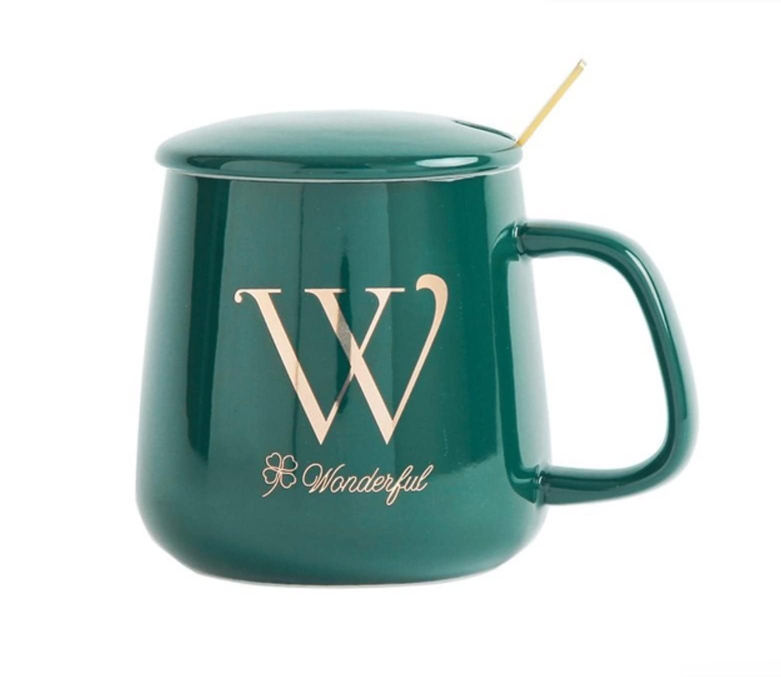 Mug Tasses Tasses À Café De Tasses-Cadeaux À La Meilleure Amie La Tasse À Café Verte avec Couvercle Et Cuillère 26 Lettres Mugs Personnalisés Barres-W