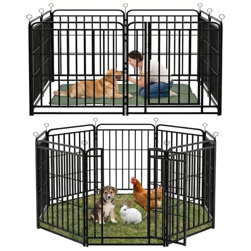 Image of Dog Fence Outdoor for Yard 8 Panels 47'' Rustproof Metal Dog Playpen