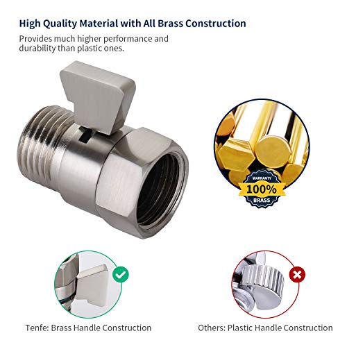 image for Tenfe Water Flow Control Shut Off Valve, Brass Adjustable Water Pressu