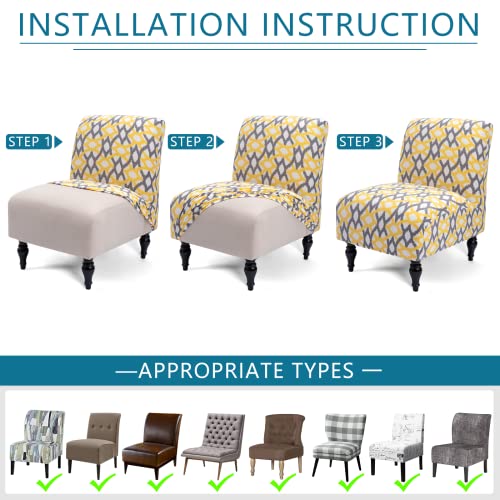 Liykimt Armless Accent Chair Cover Slipcover,Slipper Chair Cover Super Fit Stretch Spandex Removable Washable For Armless Chair Furniture Protector Covers For Living Dining Room Hotel #TOP3