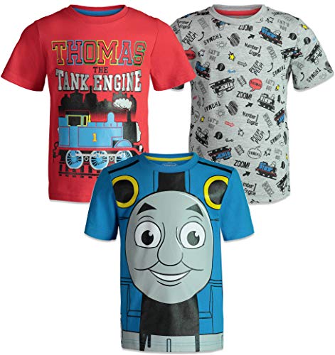 Thomas & Friends Toddler Boys Short Sleeve T-Shirts 3 Pack Red Blue Grey 4T