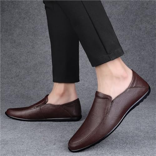 Men's Vintage Loafers Shoes Pu Leather Party Evening Round Toe Solid Color Slip Resistant Low Top Rubber Sole Non Slip Casual2