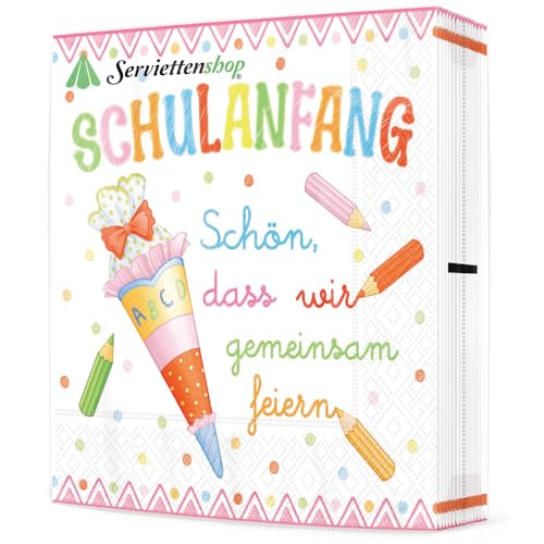 Serviettenshop 20 Servietten Einschulung Mädchen rosa