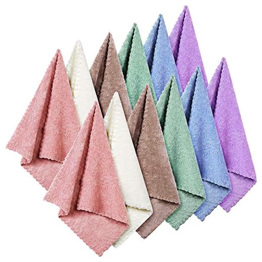 12 Pieces Face Makeup Remover Cloths Microfiber Wash Cloth Soft Facial Cleansing Cloth for Face, 12 x 12 Inch (Beige, Blue, Purple, Brown, Green, Pink)