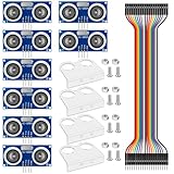 HC-SR04 Ultraschall-Sensor-Modul, 3–5 V, mit 4 Montagehalterungen, Abstandssensor + 2 x 20 cm 10P Stecker auf Buchse, Dupont-Kabel für Arduino R3 MEGA2560 Duemilanove Nano Robot XBee ZigBee ZigBee 8