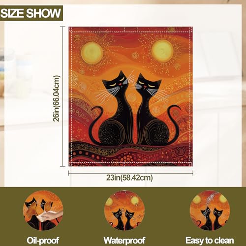 Image of Black Cat Magnetic Dishwasher Cover,Ethnic Sun Dishwasher Covers for The Front Magnetic Dishwasher Panel Decal Cover for Kitchen 23x26inch