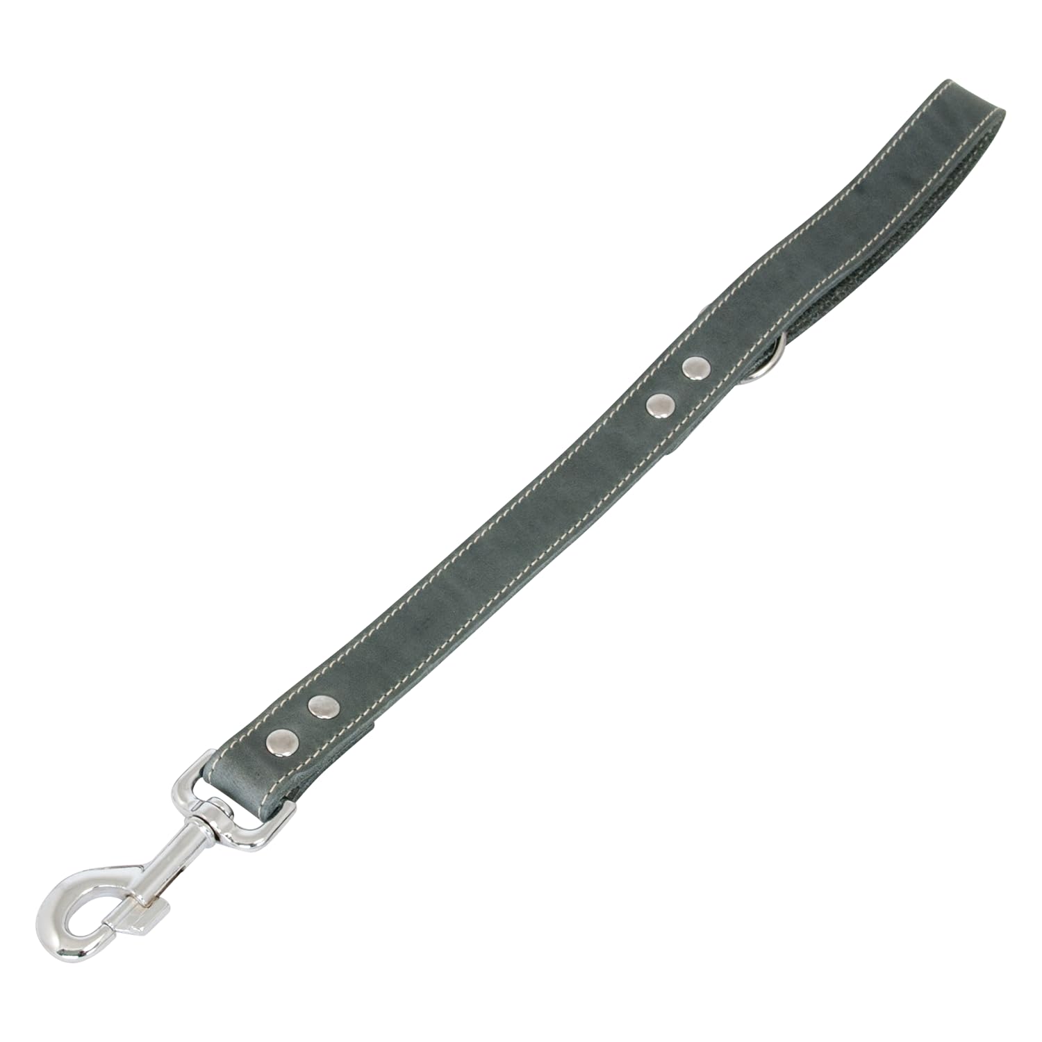 JACK AND VANILLA, Short Dog Lead, Fat Leather Model, Grey, Size 25 mm x 50 cm