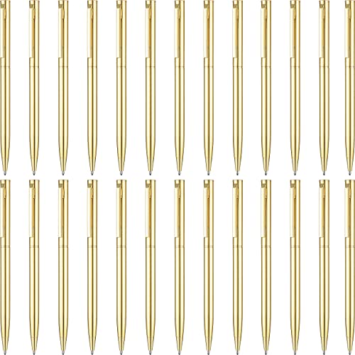 26 Pieces Slim Metallic Retractable Ballpoint Pens 1 Mm Medium Point Black Ink Pen Nice Present For Wedding Business Office Supplies Teachers Students Graduation Present (Golden) #TOP1