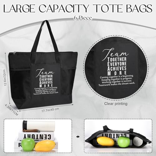 Image of 6 Pcs Team Appreciation Tote Bags Pocket for Women Employee Appreciation Gifts for Nurses Volunteer Cowork