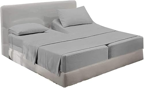 Juego de sábanas Split King para cama ajustable, juego de sábanas de 5 piezas para cama King dividida ajustable de 600 hilos, 100% algodón peinado