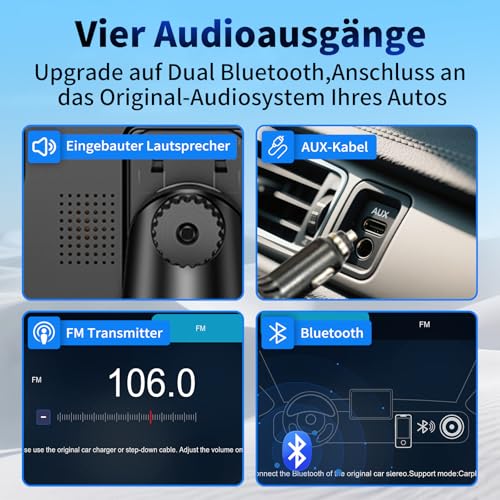 11.5 Zoll Carplay Display Android Auto Display,4K Car Play Kabelloses Carplay Android Auto Bildschirm mit siri/GOO-gle,Navigation,Bluetooth,AUX/FM,Dash Cam,Rückfahrkamera,Mirror Link – Bild 5