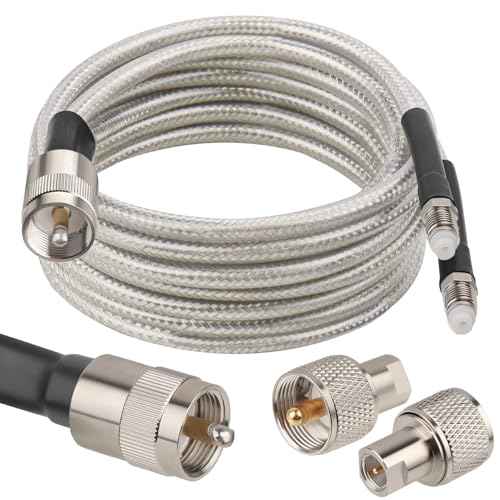 MOOKEERF Dual CB Antenna Coax Cable 10FT Low Loss RG8X Stranded Core CB Coax Cable with PL-259 and FME/PL259 Male Connector - 10 Foot