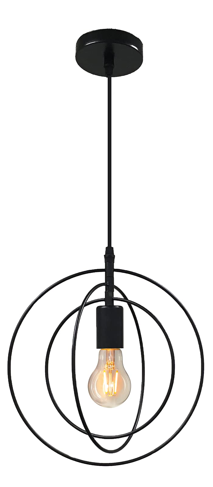 Ella Gancz 11 in. Orbit Pendant Light Fixture, Sphere Shape Small Chandelier, for Foyer Entry Hall, Dining Living Room Bedroom and Kitchen (Black)…