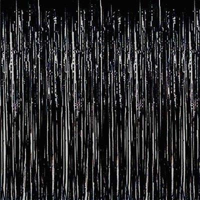 PartyToko Black Metallic Tinsel Foil Fringe Curtains for Birthday Engagement Baby Shower Holiday Celebration Decorations