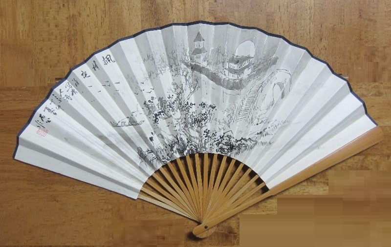 中国美術 中国古玩 紙扇子 書道 乙丑年作 楓橋夜泊 Amazon.co.