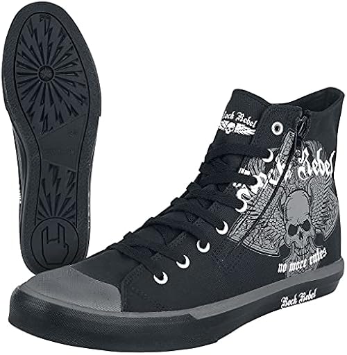 Rock Rebel by EMP Unisex Zapatillas Negras con Estampado de Calavera EU43 | Ya disponible en tu tienda friki favorita! En mundofriki.es!