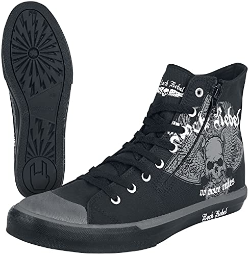 Rock Rebel by EMP Unisex Zapatillas Negras con Estampado de