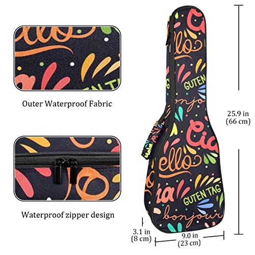 Housse pour ukulélé Hello différentes langues imprimées 10 mm d’épaisseur rembourrage éponge 53,3 cm sac de transport… - Les Beatles, Paul McCartney, John Lennon, RIngo Starr, George Harrison Housse pour ukulélé Hello différentes langues imprimées 10 mm d'épaisseur rembourrage éponge 53,3 cm sac de transport… – Image 5