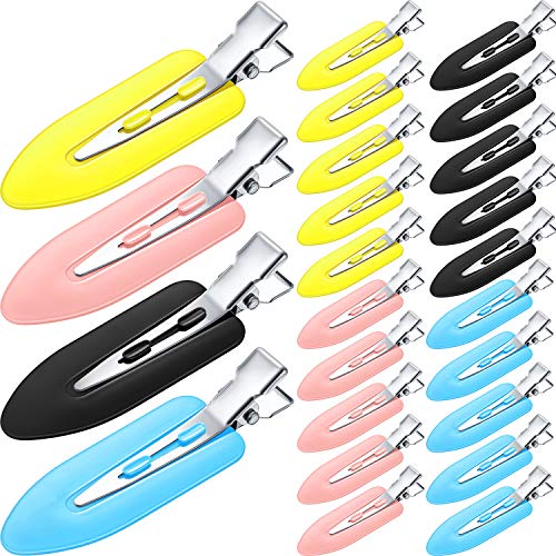 24 Pieces No Bend Clips Pin Curl Clips No Crease Hair Clips for Hairstyle Bangs Finger Waves Makeup Application (Black, Pink, Blue, Yellow)