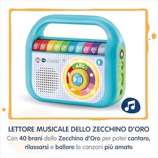 VTech Music’Kid dello Zecchino d'Oro, Lettore MP3 Bambini con 40 Brani Originali dello Zecchino D’Oro, Modalità Registrazione, Walkman Bambini Bluetooth, Lingua Italiana, Batterie Incluse, 2-6 Anni