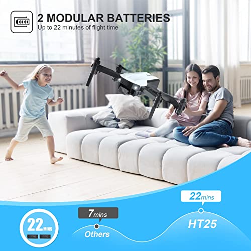 Mini Drone for Kids with Camera, Holyton HT25 1080P HD Photo, Foldable Toy Drone Gifts for Beginners & Adults, Altitude Hold, Voice/Gesture Control, One Key Take Off/Landing, 3D Flip, 2 Batteries - Image 6
