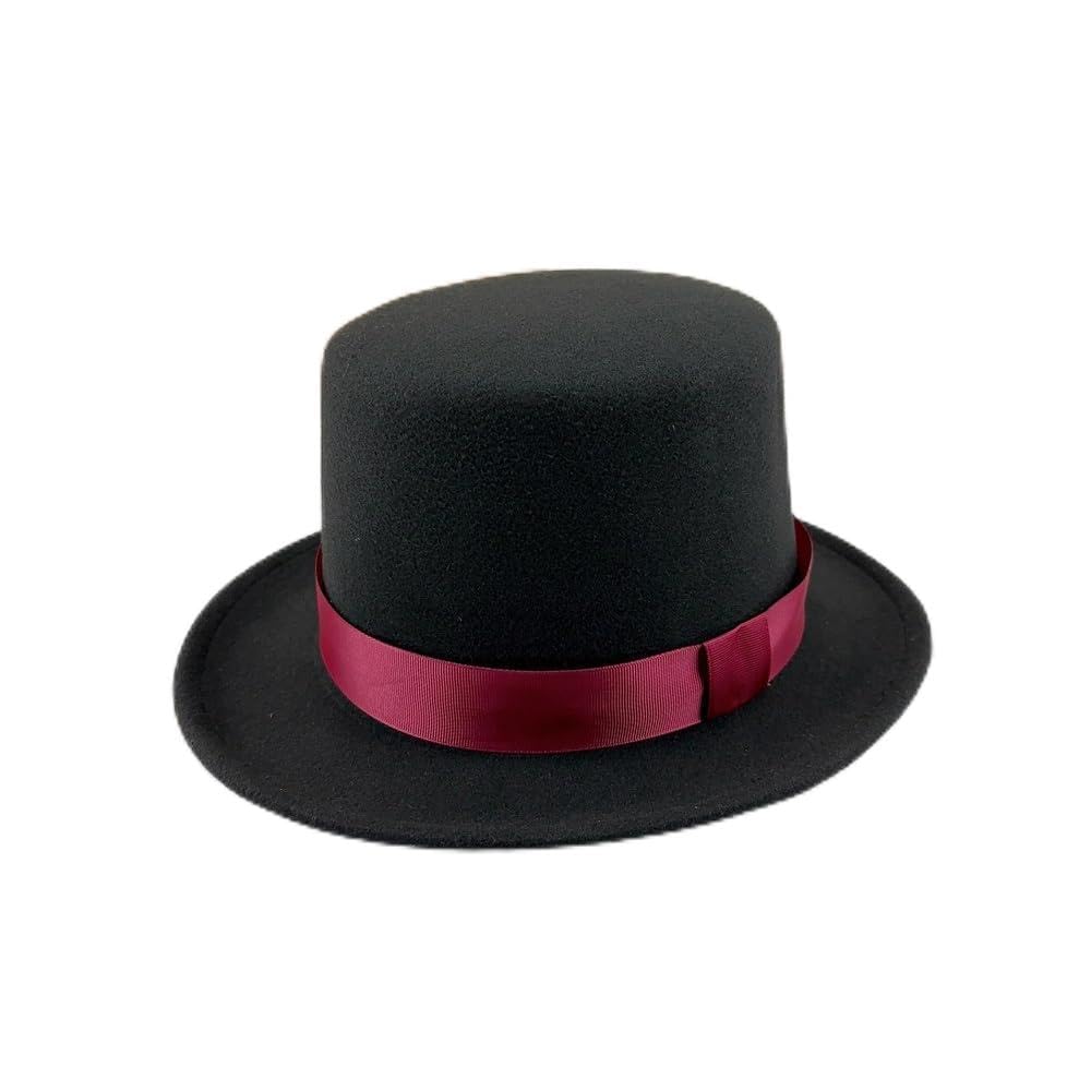 Cappello da Jazz da Uomo Cappello a Bombetta Jazz Inglese da Uomo in Feltro a sommità Piatta Vintage