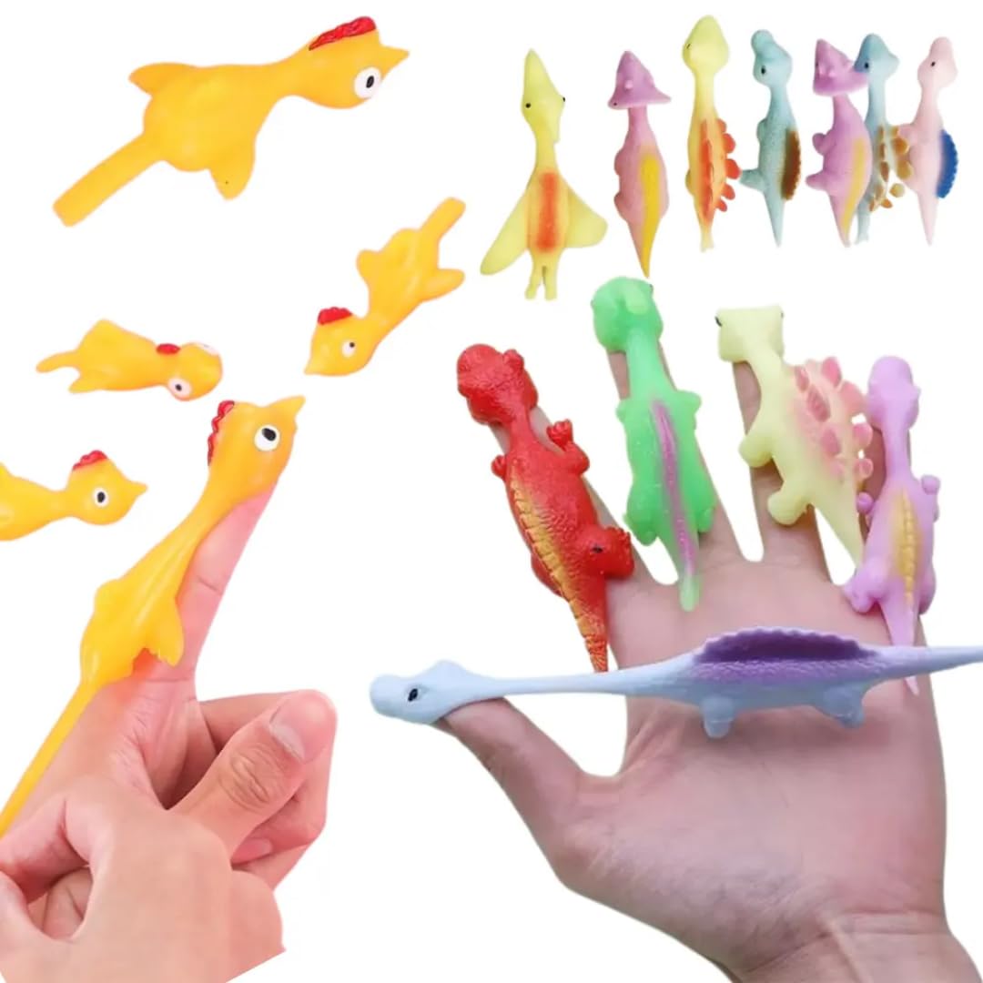 Sawkirp Darshraj Colorful Mini Dinosaur Finger Puppets Stretchy Throw Rubber Toys, Set of 5, Kids Party Favours - Image 2 thumbnail