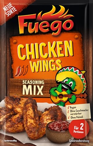 Fuego - Chicken Wing Seasoning Mix | Würzmischung zum Marinieren von Hähnchenflügeln | Für 2 Portionen | Vegan, ohne Geschmacksverstärker | 30 g im Beutel