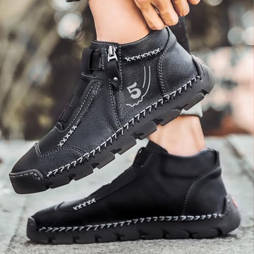 Matufit Shoes for Men, Matufit Orthopedic Loafers, Men's Leather Waterproof Non-Slip Fashionable Orthopedic Shoes, Side Zip Slip-On Flats Lightweight 5