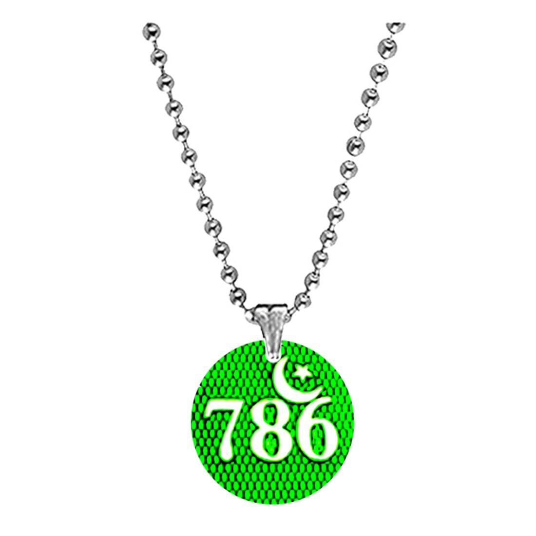abhiora fashion 786 Islamic Moon Allah Bead Chain Green Acrylic Religious Pendant for Men Women, Muslim Crescent Allah Charm Spiritual Faith Jewelry-picture-13