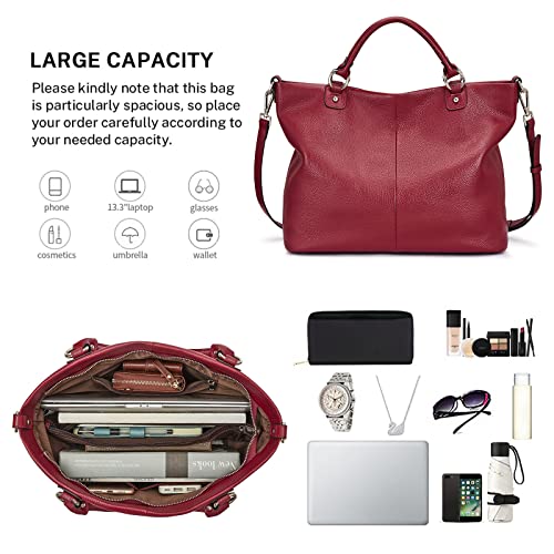 Image of Kattee Women's Soft Genuine Leather Tote Bag, Top Satchel Purses and Handbags