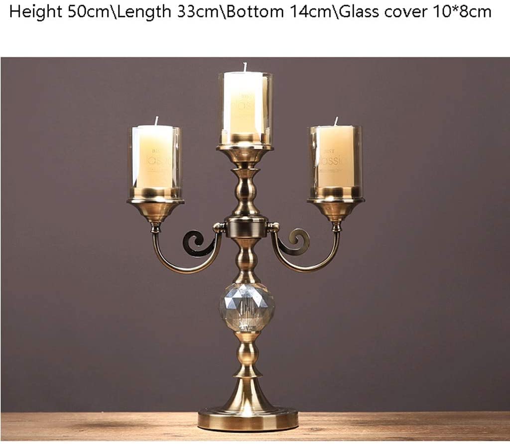 Candelieri Portacandele in Metallo, Supporto a 3 Bracci con Colonna in Vetro Metallico, candeliere Lucido per la Decorazione Domestica di Feste di Matrimonio Unico