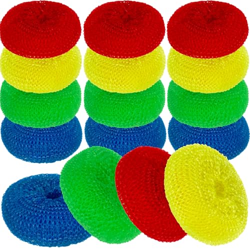 Image of DecorRack 12 Mesh Scourers, Premium Non-Scratch Plastic Scourers (12 Pack)