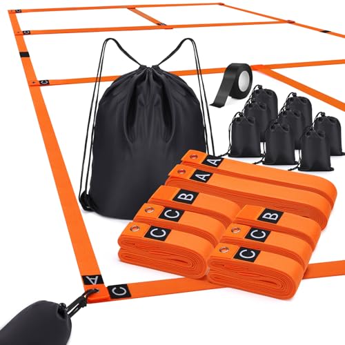 TOBWOLF Pickleball Court Marking Kit Temporary Pickleball Court Lines Markers with 8PCS Sandbags No Measurement Required Official Size Pickleball Lines Portable Marking Set for Outdoor Indoor Gym