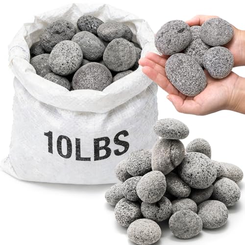 SOUJOY Black Lava Rocks for Fire Pit 2-3 Natural Tumbled Lava Stones 10lbs Lava Pebbles for Natural Gas Propane Wood Electrical Firepits & Grills